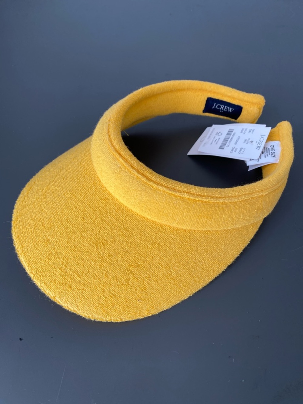 NEW J. Crew Yellow Terry Cloth Visor OS Unisex Packable Vacation Tennis Preppy